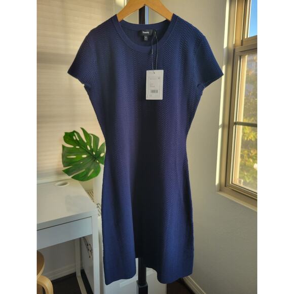 NEW NWT Theory Branteen Knit Sweater Dress Eclipse Navy Blue Bilen Size P $345 - Picture 1 of 6